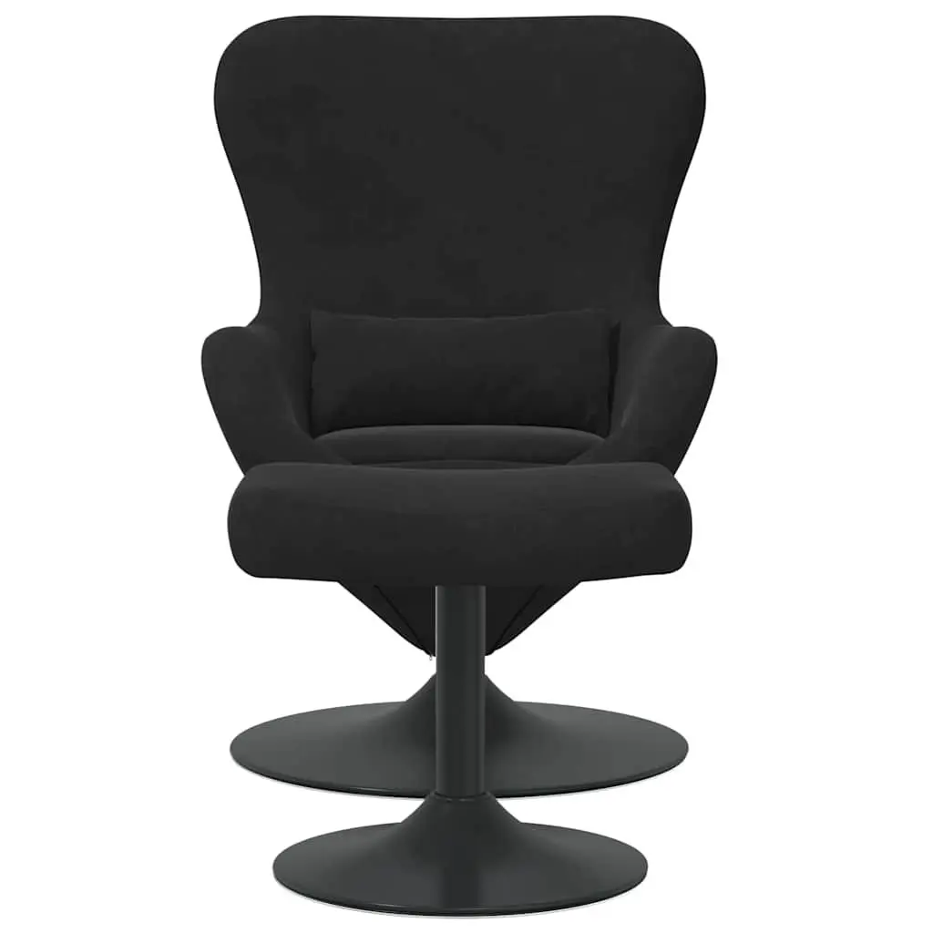 Black Velvet Egg Chair with Footstool