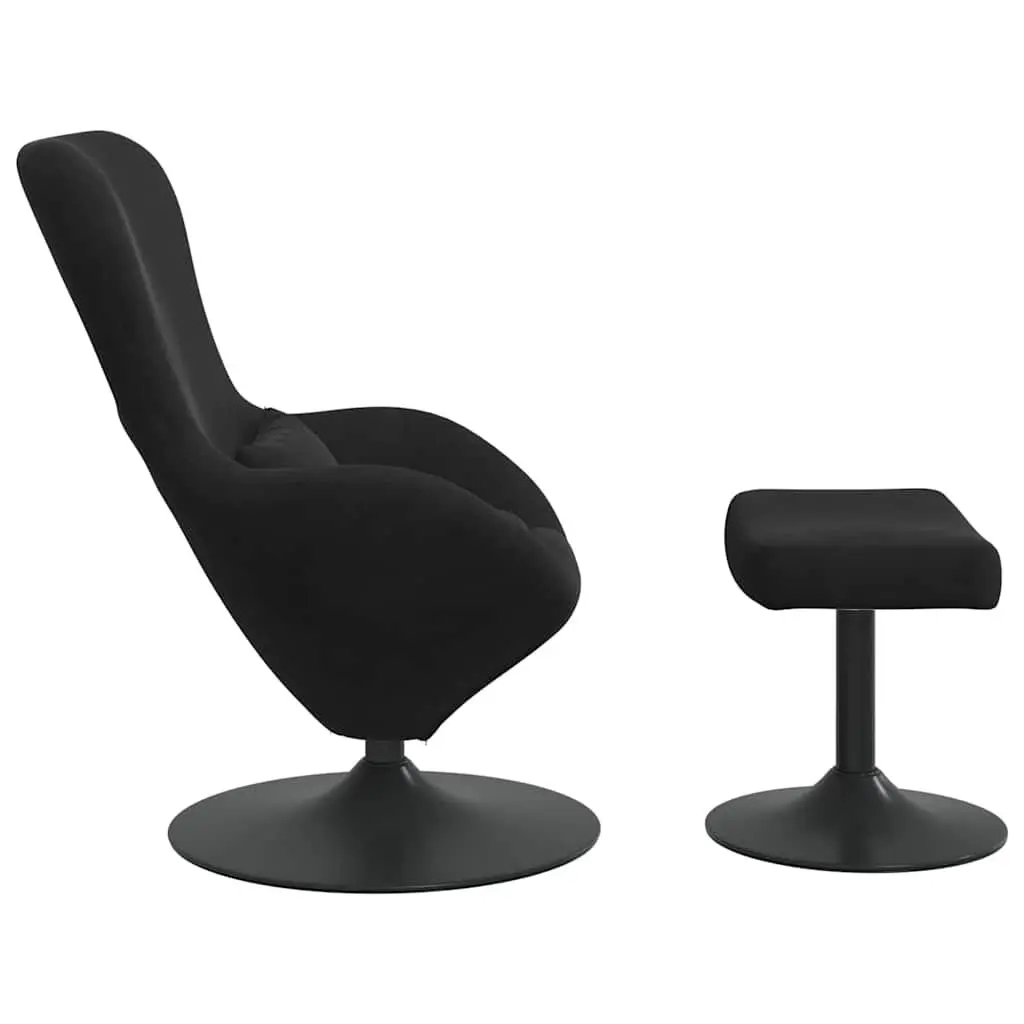 Black Velvet Egg Chair with Footstool