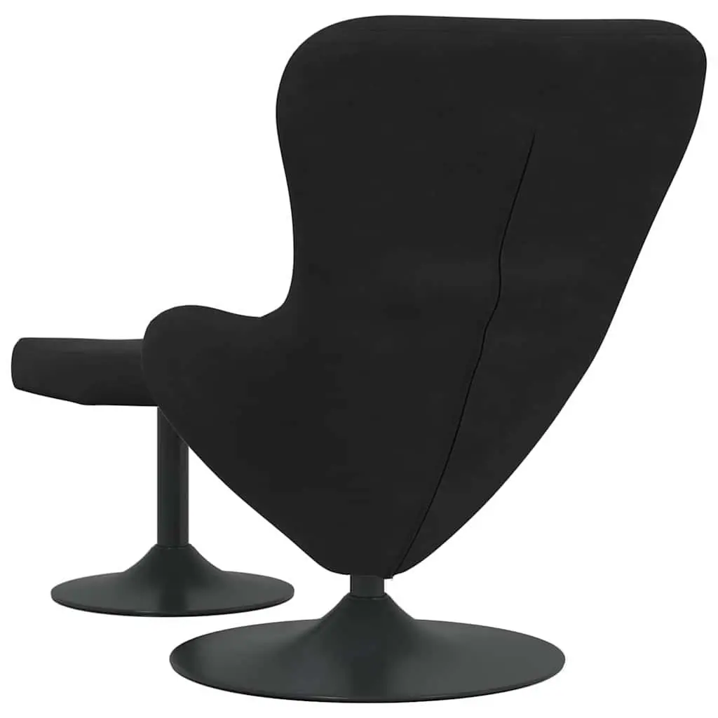 Black Velvet Egg Chair with Footstool