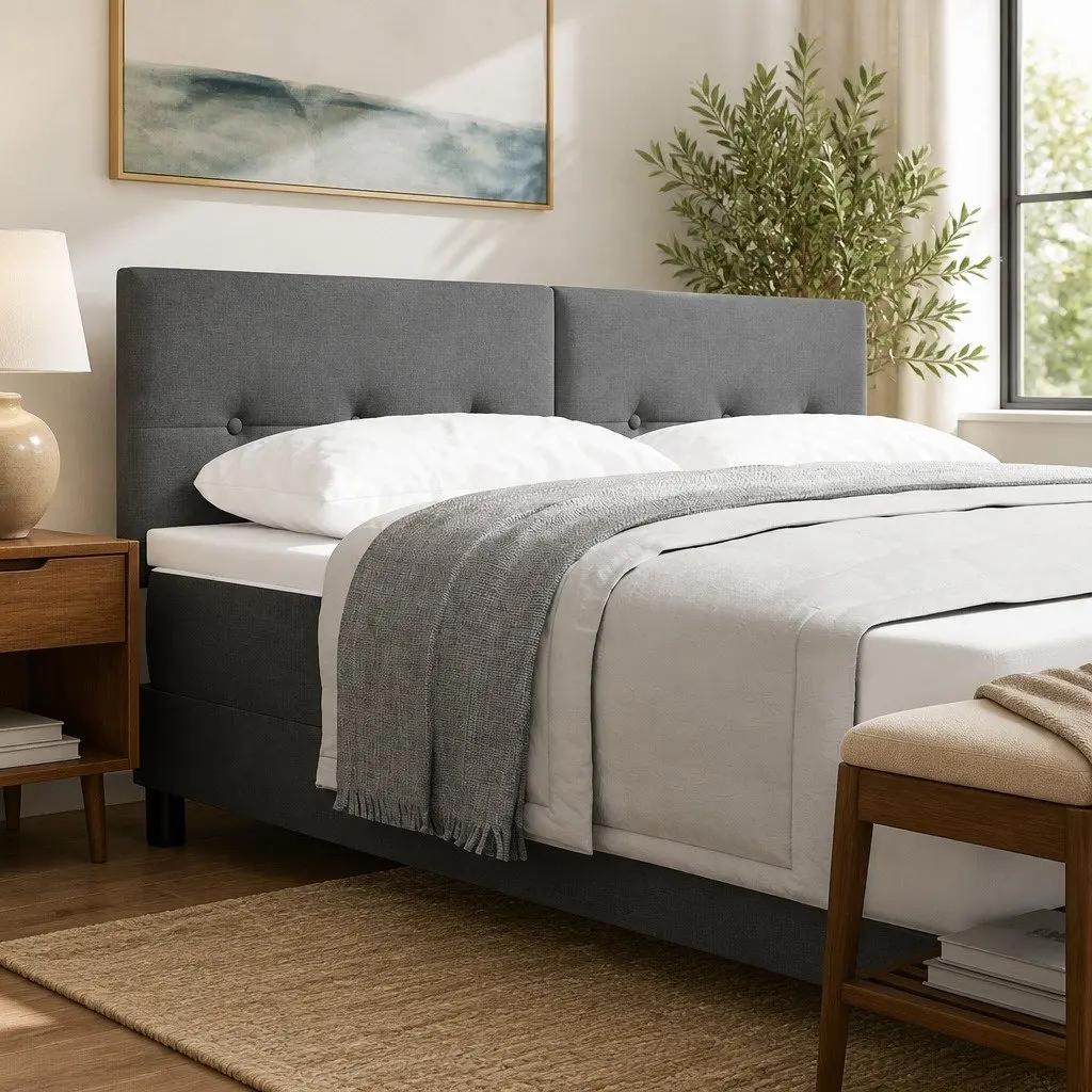 Height-Adjustable Grey Fabric Headboard 160cm