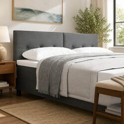 Height-Adjustable Grey Fabric Headboard 160cm