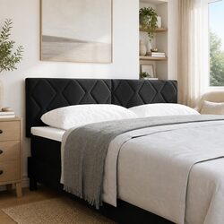 Black Upholstered Velvet Headboard 144 cm