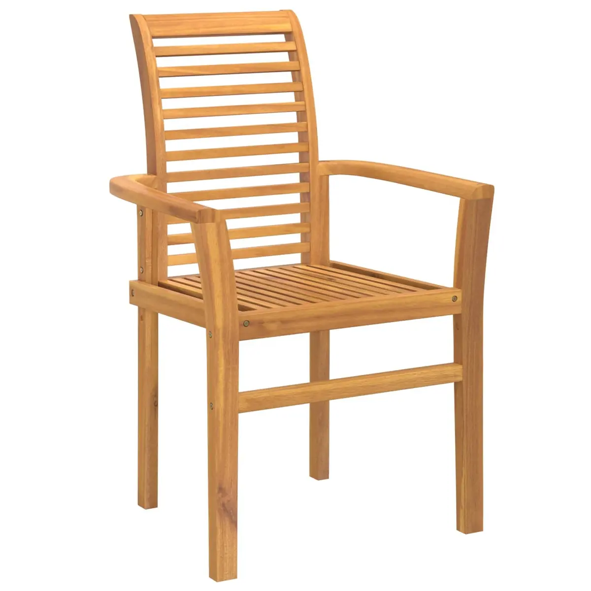 Dining Chair Set Brown Solid Teak Wood Modern Ergonomic 4 Piece Outdoor Furniture