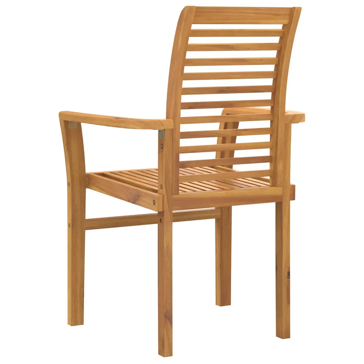 Dining Chair Set Brown Solid Teak Wood Modern Ergonomic 4 Piece Outdoor Furniture