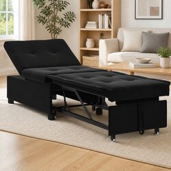 Convertible Black Sofa Bed 194 x 67 x 82 cm for Cozy Spaces