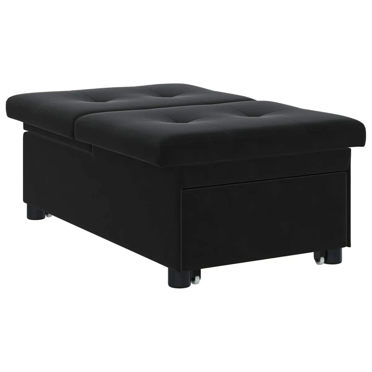 Sofa Bed Black Modern Minimalist 194 x 67 x 82 cm Velvet Plywood