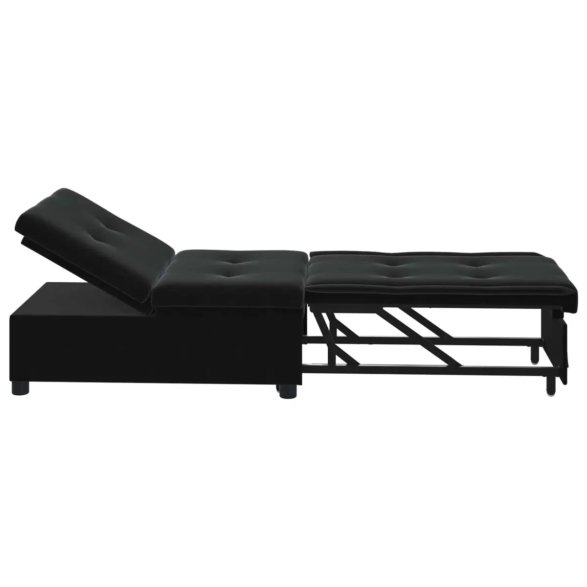 Sofa Bed Black Modern Minimalist 194 x 67 x 82 cm Velvet Plywood