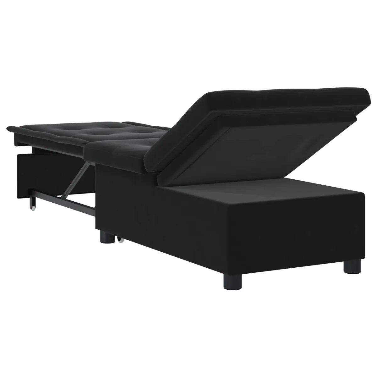 Sofa Bed Black Modern Minimalist 194 x 67 x 82 cm Velvet Plywood