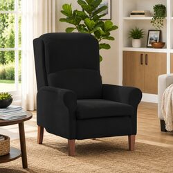 Black Velvet Modern Armchair with Rolled Armrests