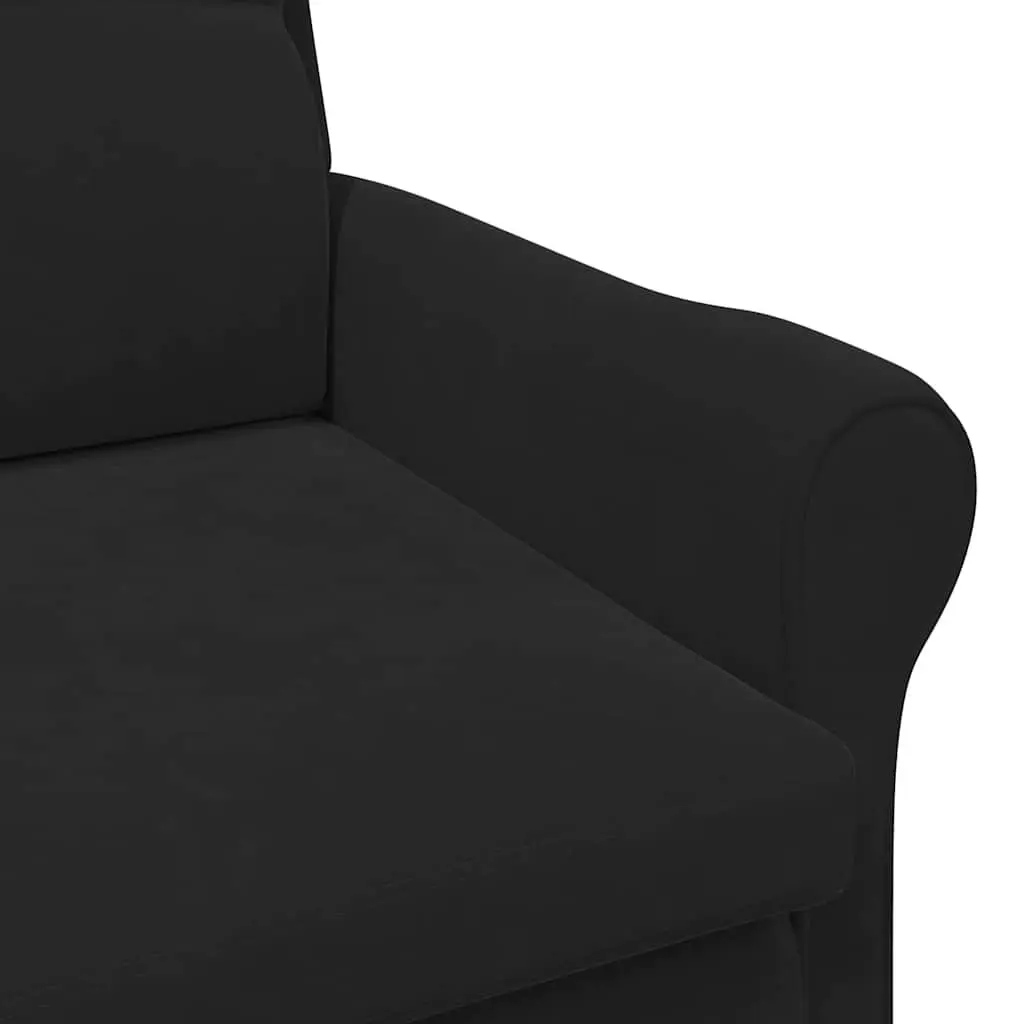 Armchair Black Velvet Upholstered Lounge Chair High Back Rolled Armrests Engineered Wood Frame Solid Rubber Wood Legs