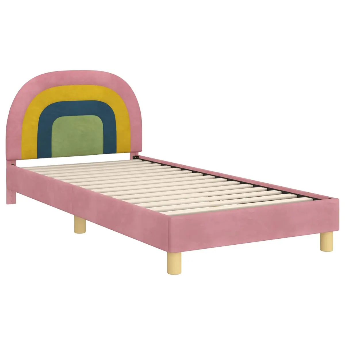 Kids Bed Frame Pink 90x190cm Slatted Base Velvet Touch with Headboard