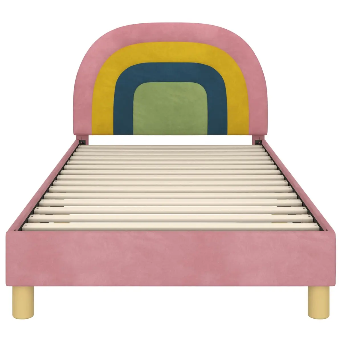 Kids Bed Frame Pink 90x190cm Slatted Base Velvet Touch with Headboard