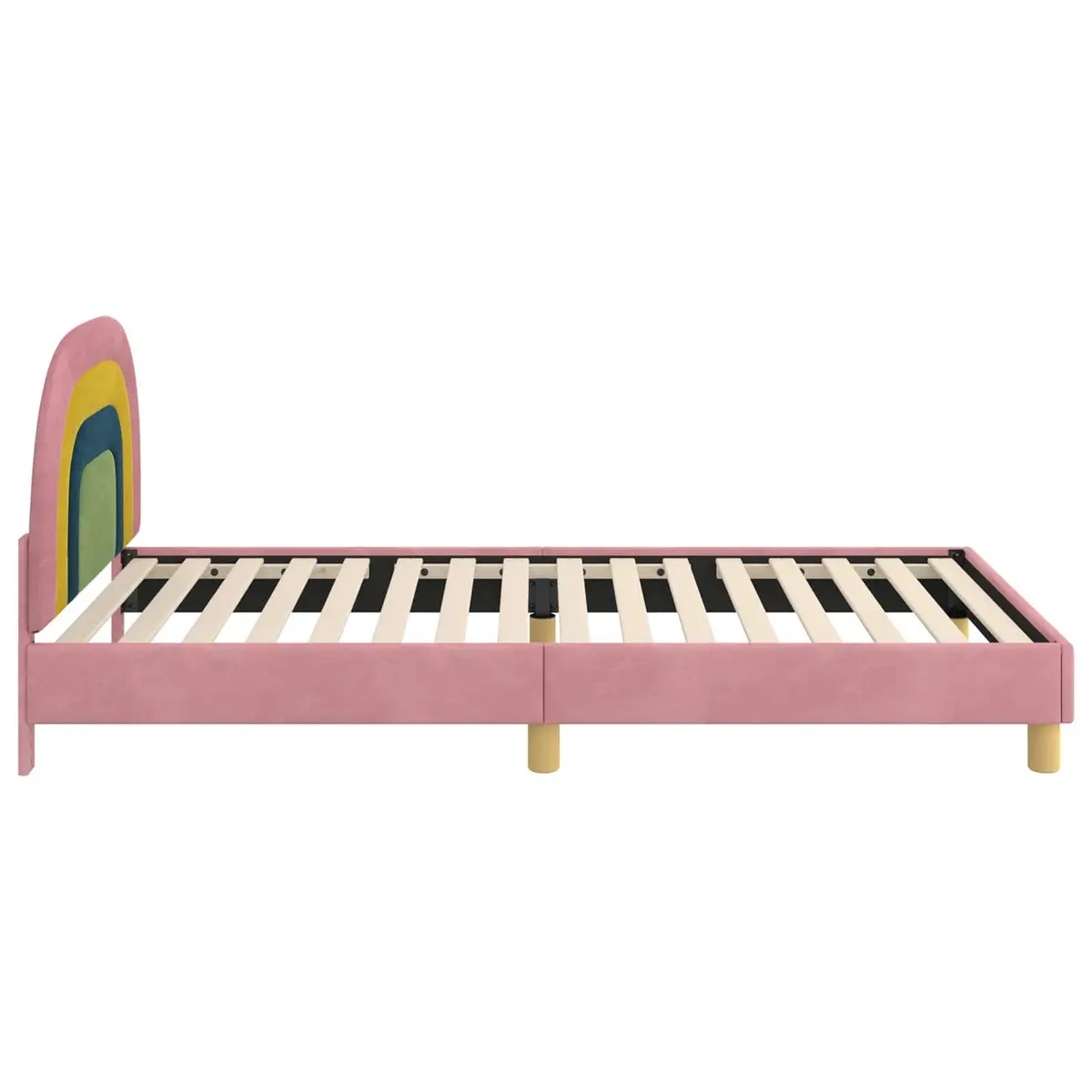 Kids Bed Frame Pink 90x190cm Slatted Base Velvet Touch with Headboard