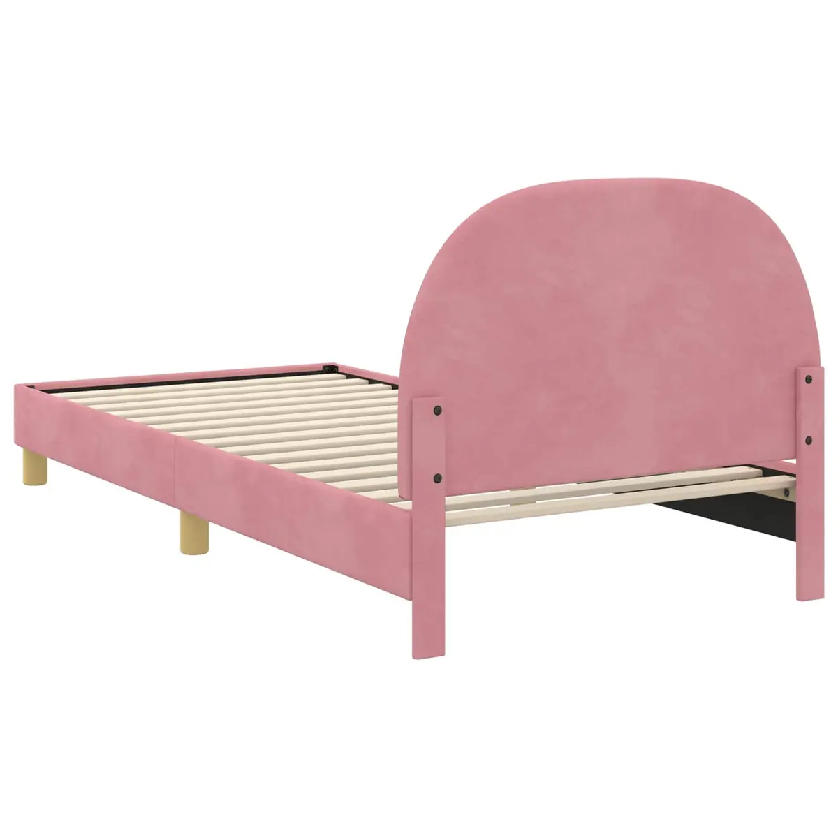 Kids Bed Frame Pink 90x190cm Slatted Base Velvet Touch with Headboard