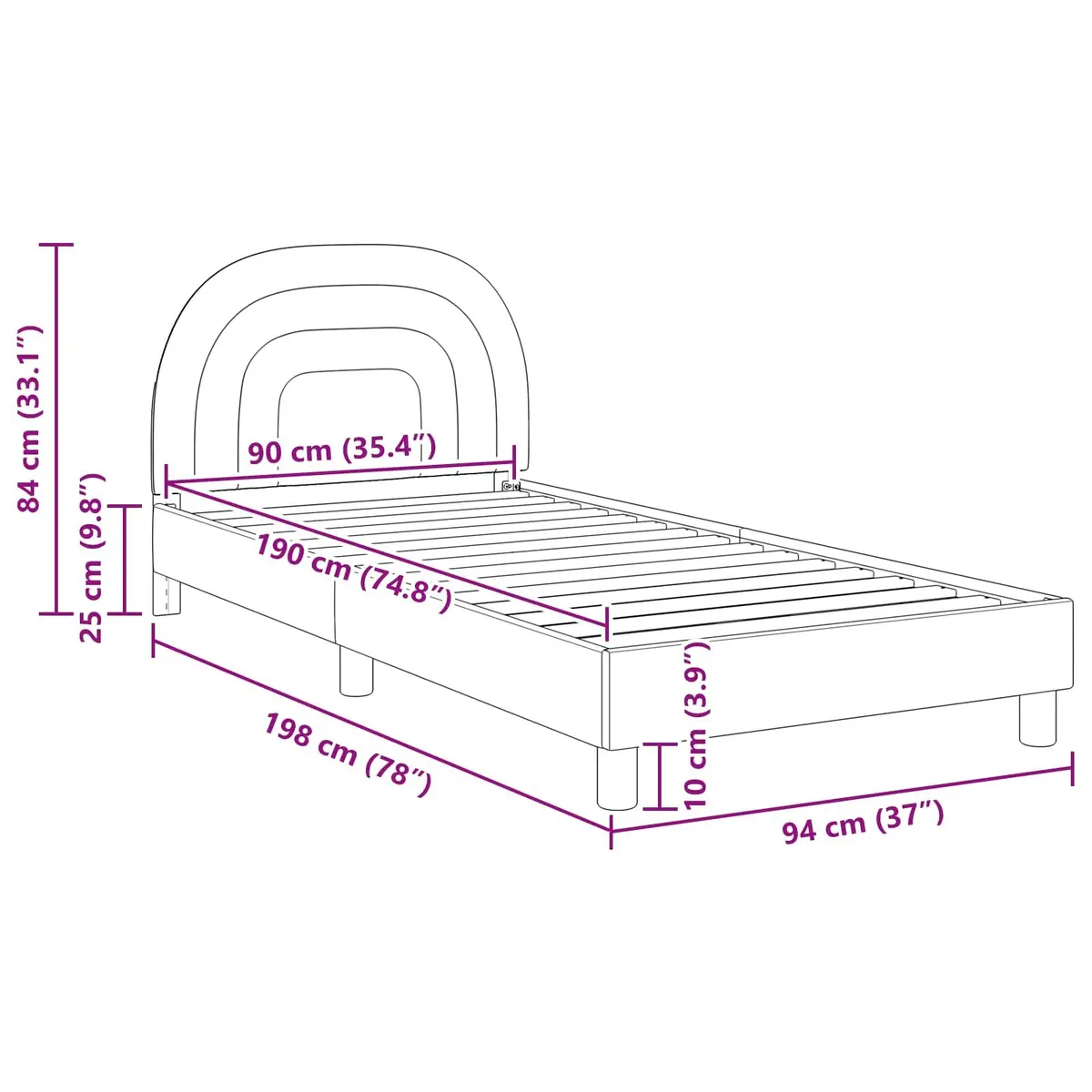 Kids Bed Frame Pink 90x190cm Slatted Base Velvet Touch with Headboard