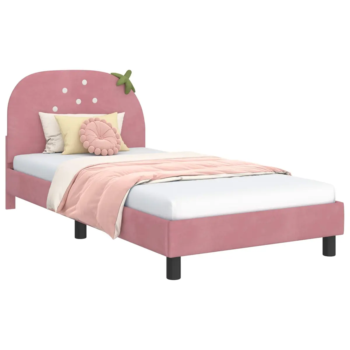 Kids Bed Frame Pink Velvet 90 x 190 cm Engineered Wood