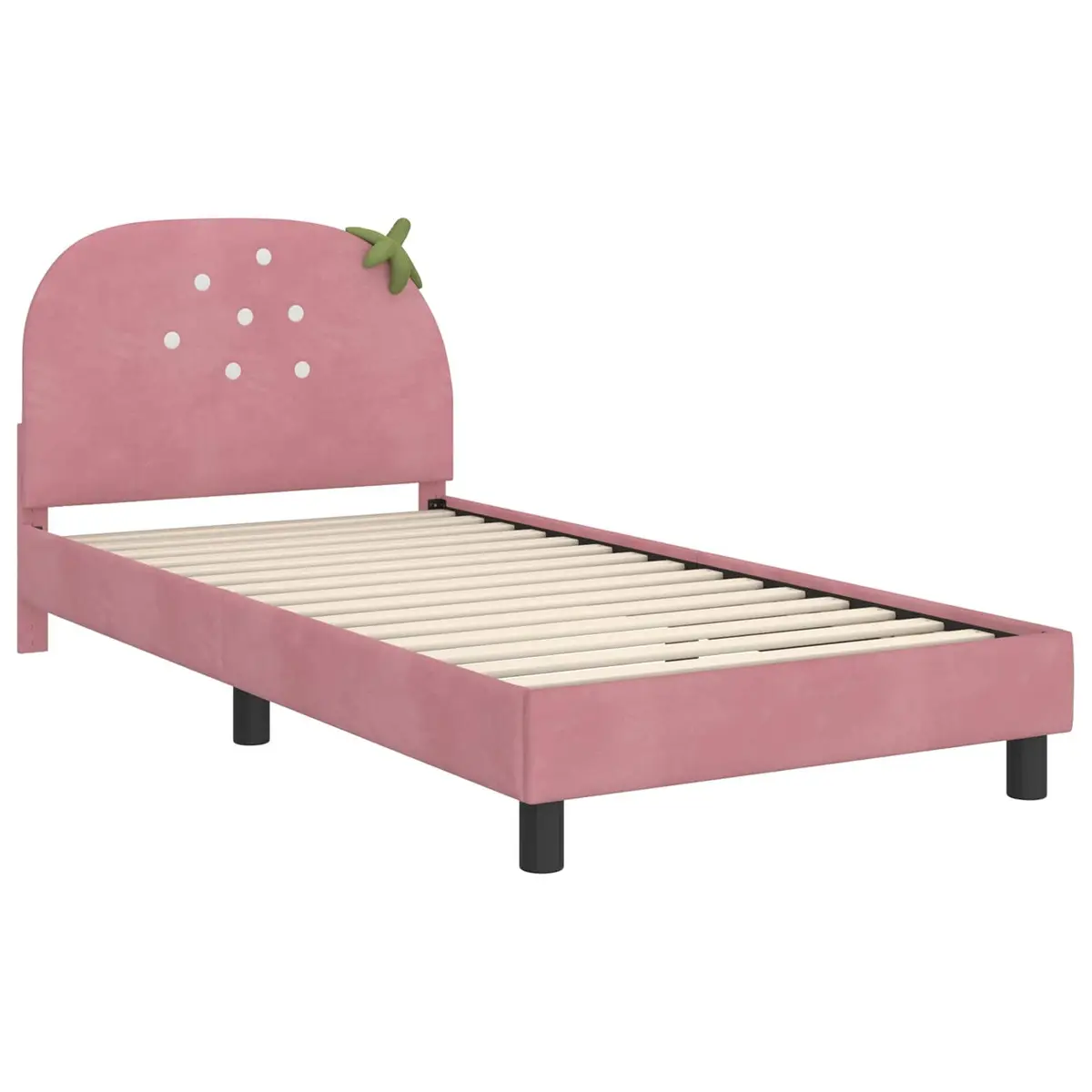 Kids Bed Frame Pink Velvet 90 x 190 cm Engineered Wood
