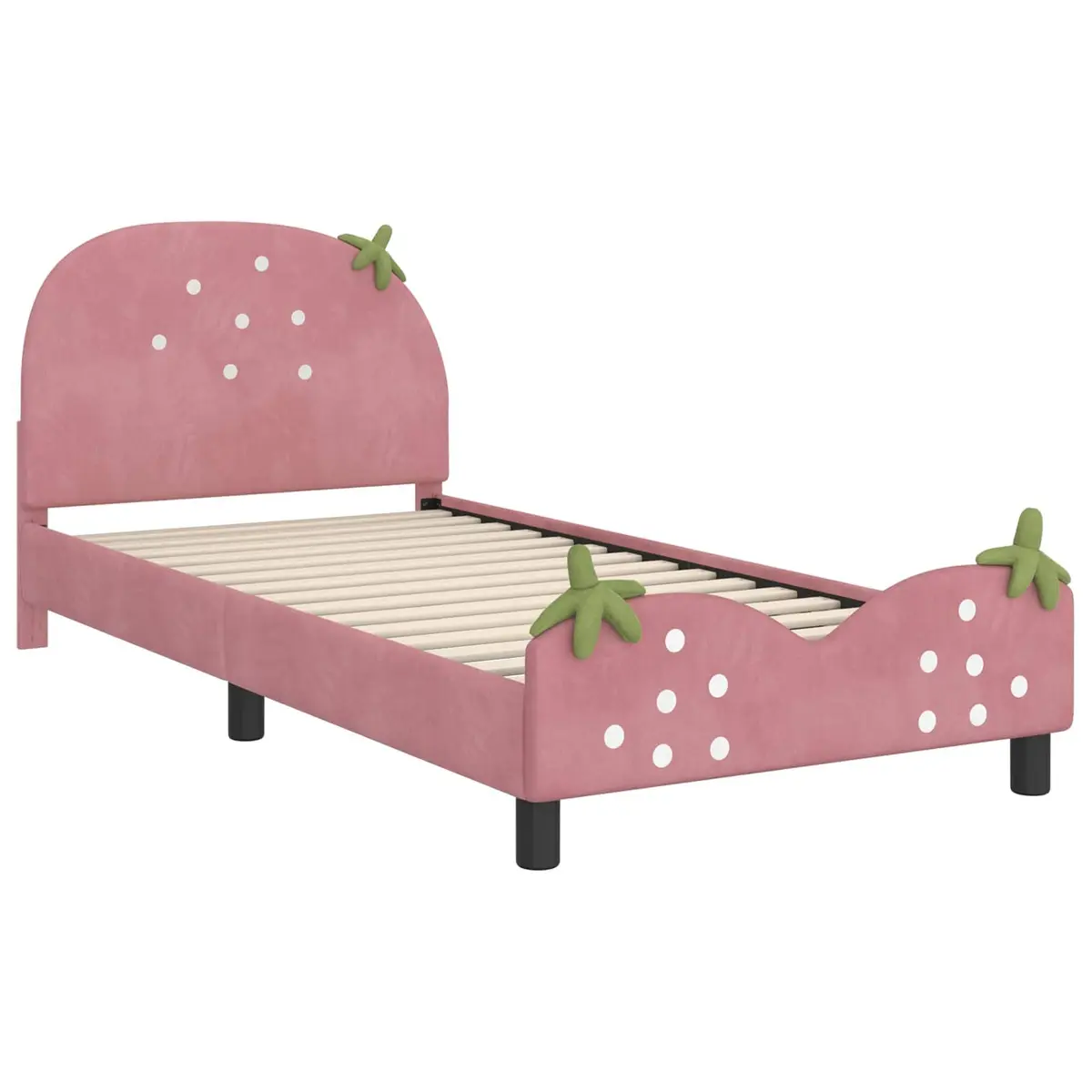 Kids Bed Frame Pink Velvet Upholstered 90 x 190 cm with Headboard