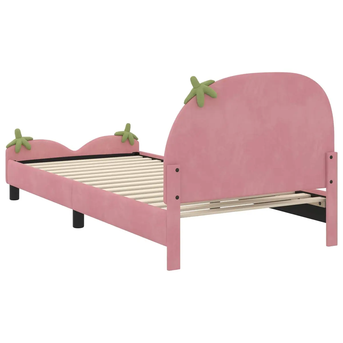 Kids Bed Frame Pink Velvet Upholstered 90 x 190 cm with Headboard