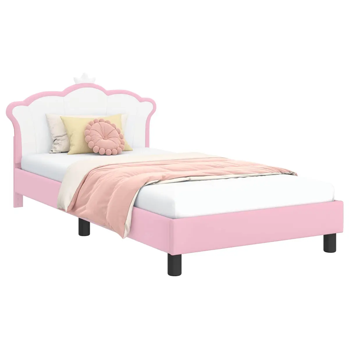 Pink Kids Bed Frame with Headboard 90 x 190 cm