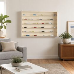 Beige Wall Display Case with Sliding Doors 80 x 8.5 x 54 cm