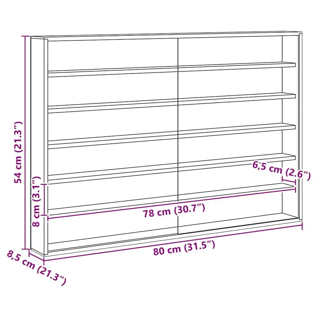 Beige Wall Display Case with Sliding Doors 80 x 8.5 x 54 cm