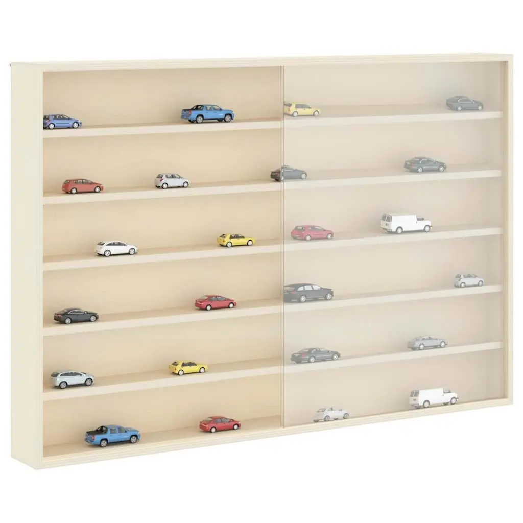 Beige Wall Display Case with Sliding Doors 80 x 8.5 x 54 cm