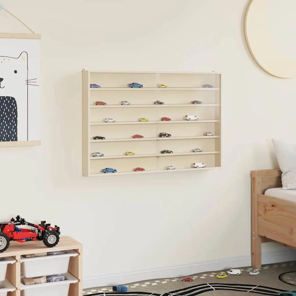 Beige Wall Display Case with Sliding Doors 80 x 8.5 x 54 cm