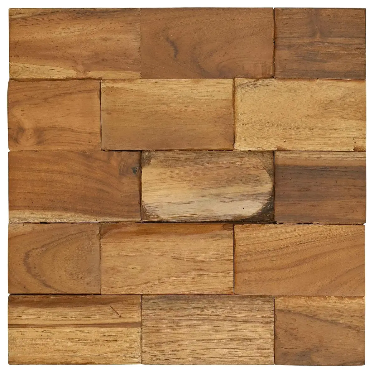 Storage Stool Brown Rectangular Solid Teak Wood