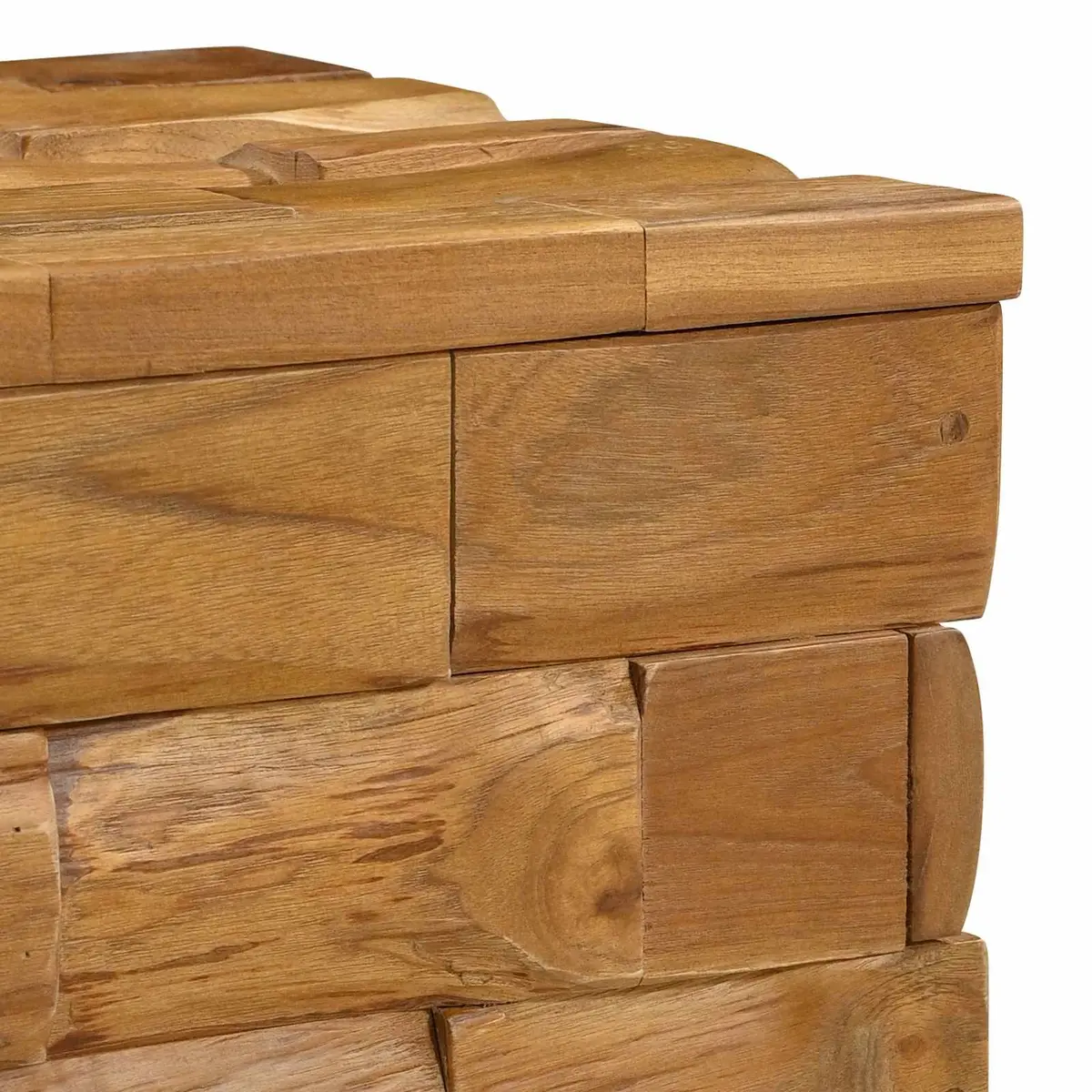 Storage Stool Brown Rectangular Solid Teak Wood