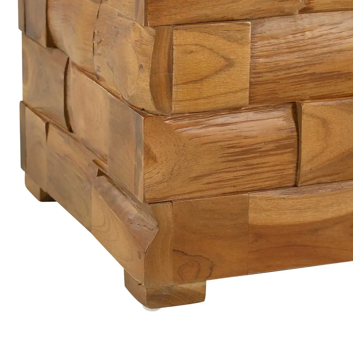 Storage Stool Brown Rectangular Solid Teak Wood