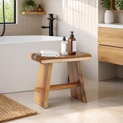 Natural Brown Shower Stool for Cozy Indoor Spaces