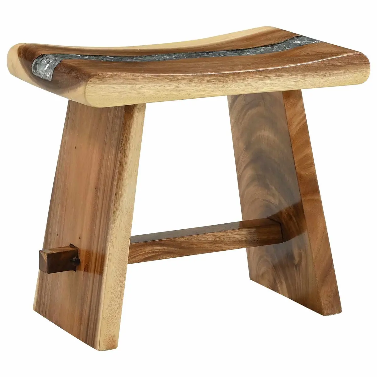 Shower Stool Natural Brown Solid Wood Bathroom Seating Plant Stand Indoor