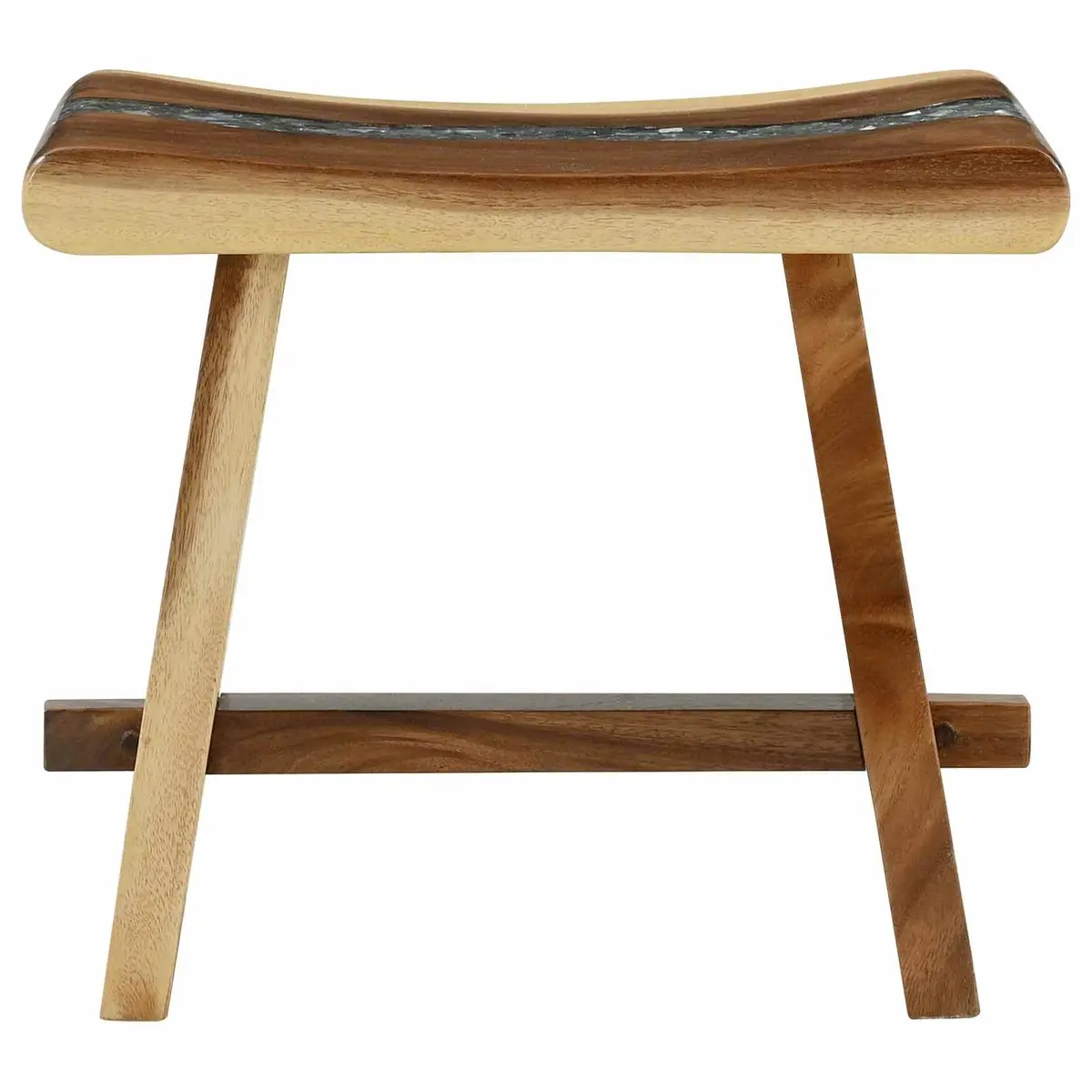 Shower Stool Natural Brown Solid Wood Bathroom Seating Plant Stand Indoor
