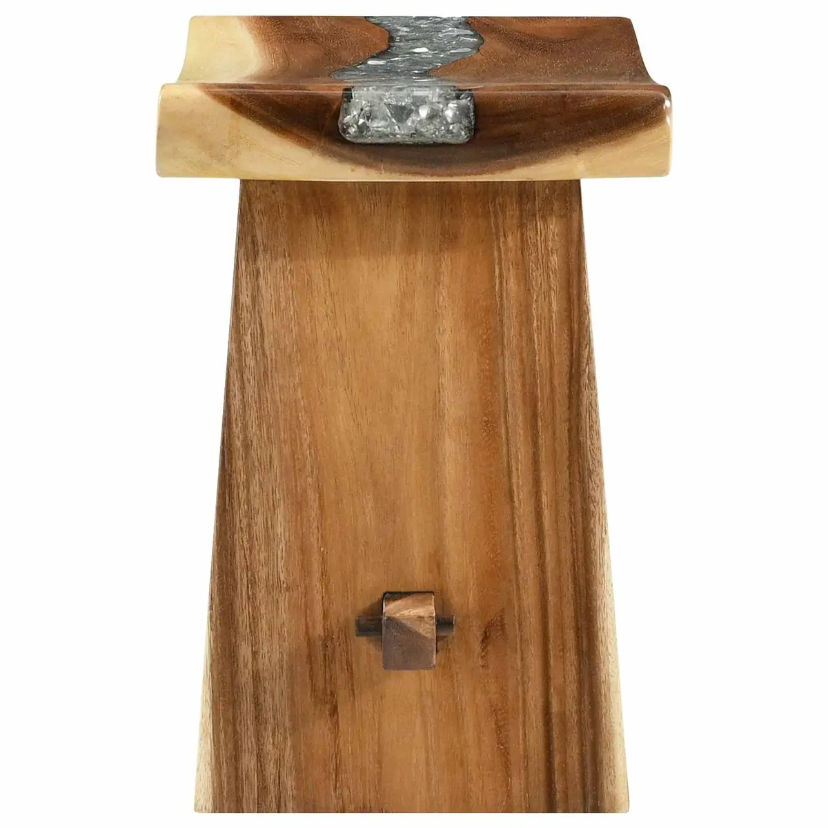 Shower Stool Natural Brown Solid Wood Bathroom Seating Plant Stand Indoor