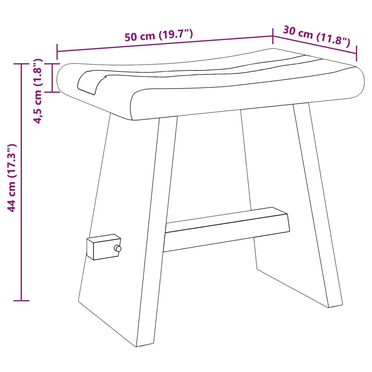 Shower Stool Natural Brown Solid Wood Bathroom Seating Plant Stand Indoor