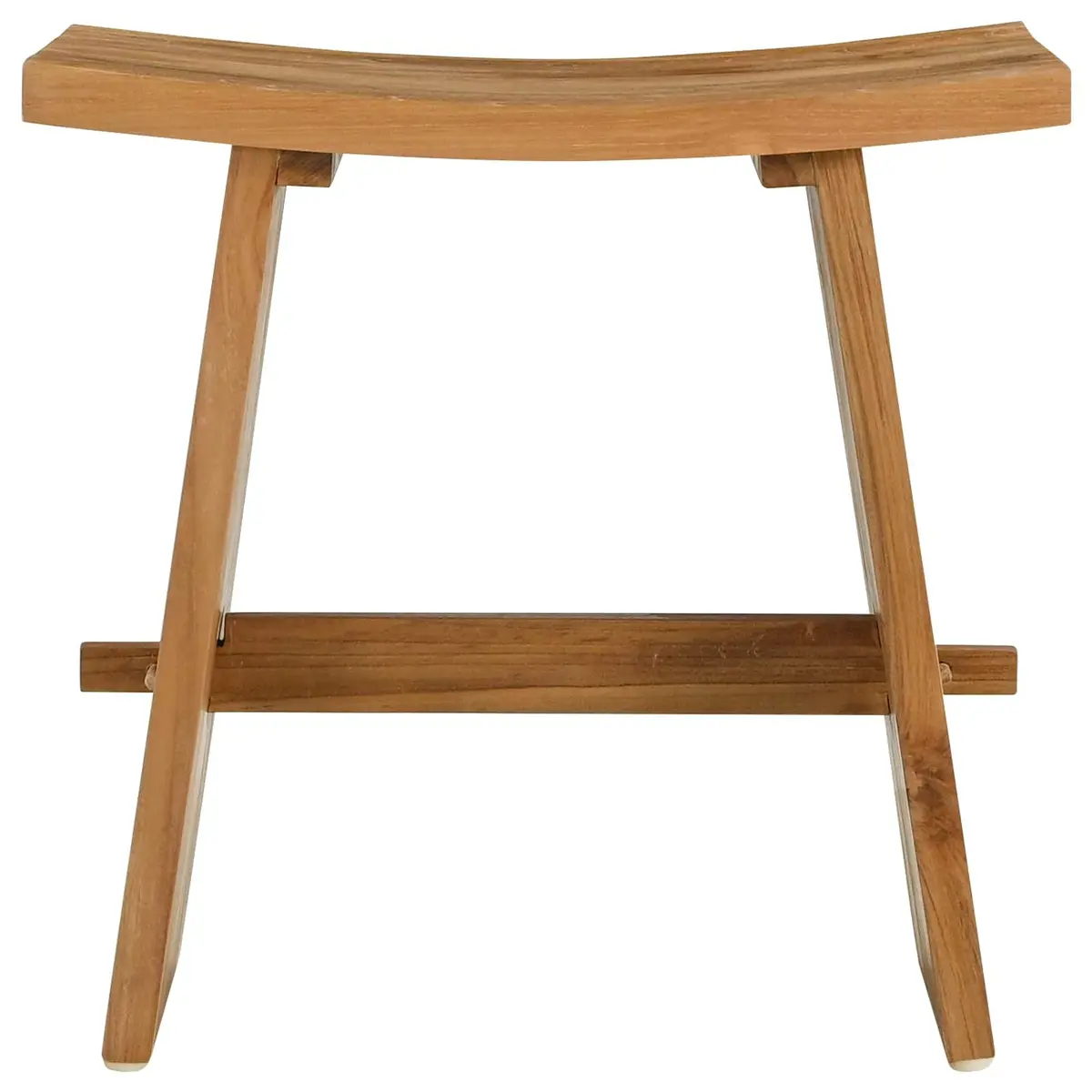Bathroom Stool Modern Brown Solid Teak Wood Indoor Seating Backless Compact