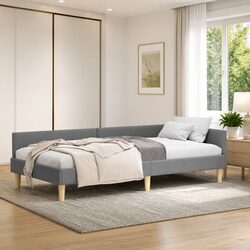 L-Shaped Fabric Corner Bed Frame for Modern Living