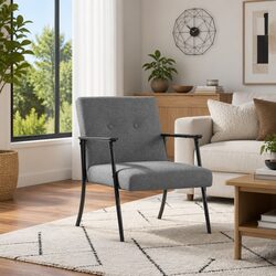 Dark Grey Fabric Lounge Armchair for Cozy Living Spaces