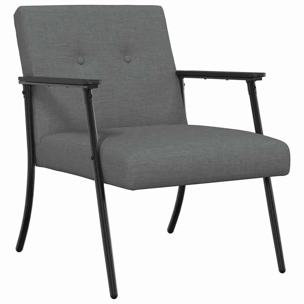 Armchair Dark Grey Fabric Modern Lounge Chair Ergonomic Foam Cushion Indoor
