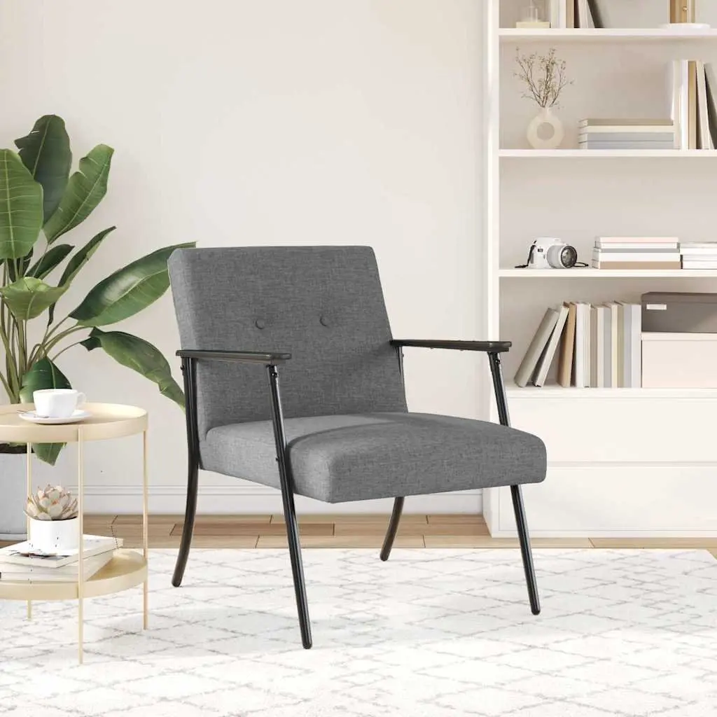 Armchair Dark Grey Fabric Modern Lounge Chair Ergonomic Foam Cushion Indoor