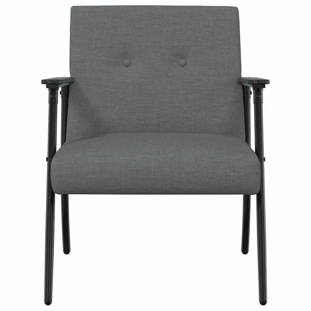 Armchair Dark Grey Fabric Modern Lounge Chair Ergonomic Foam Cushion Indoor