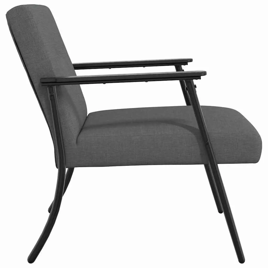 Armchair Dark Grey Fabric Modern Lounge Chair Ergonomic Foam Cushion Indoor