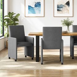 Comfortable Grey Dining Chairs with Wheels - Set of 2