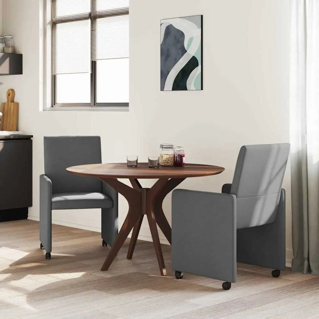 Dining Chairs with Wheels 2 pcs Grey Kitchen Dining Room Furniture Modern Design