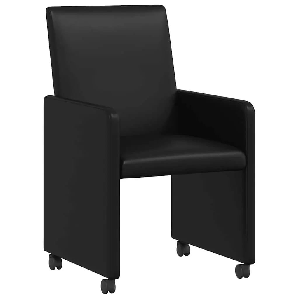 Black Dining Chairs with Wheels Set of 2