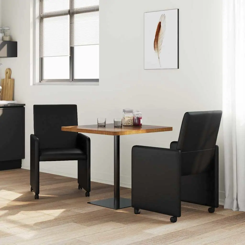 Black Dining Chairs with Wheels Set of 2