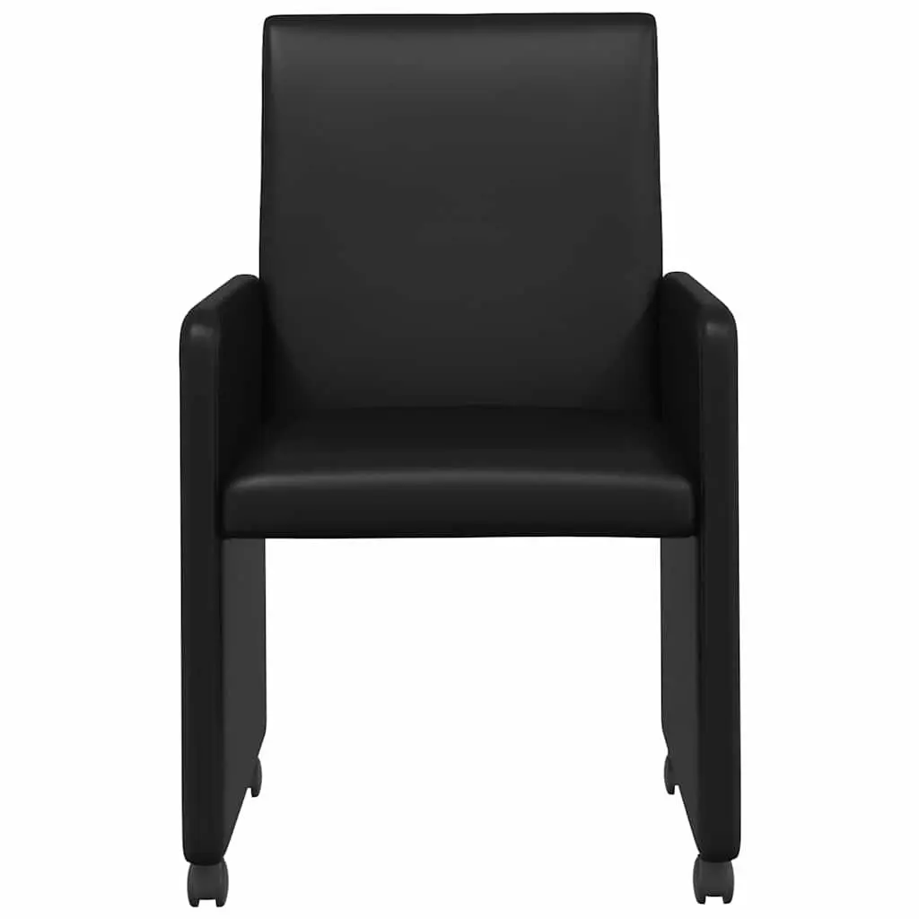 Black Dining Chairs with Wheels Set of 2