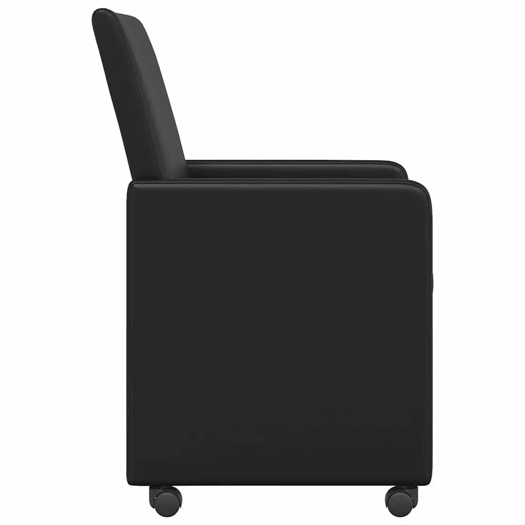 Black Dining Chairs with Wheels Set of 2