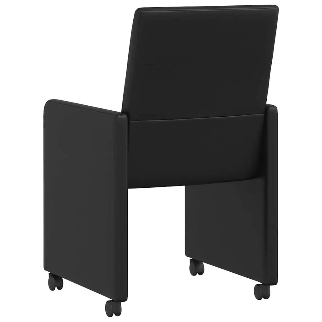 Black Dining Chairs with Wheels Set of 2
